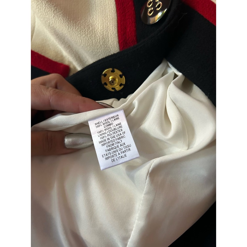 Classy MILLY Of New York Wool Red,Blue & Cream Blazer Size 4 - Picture 7 of 7